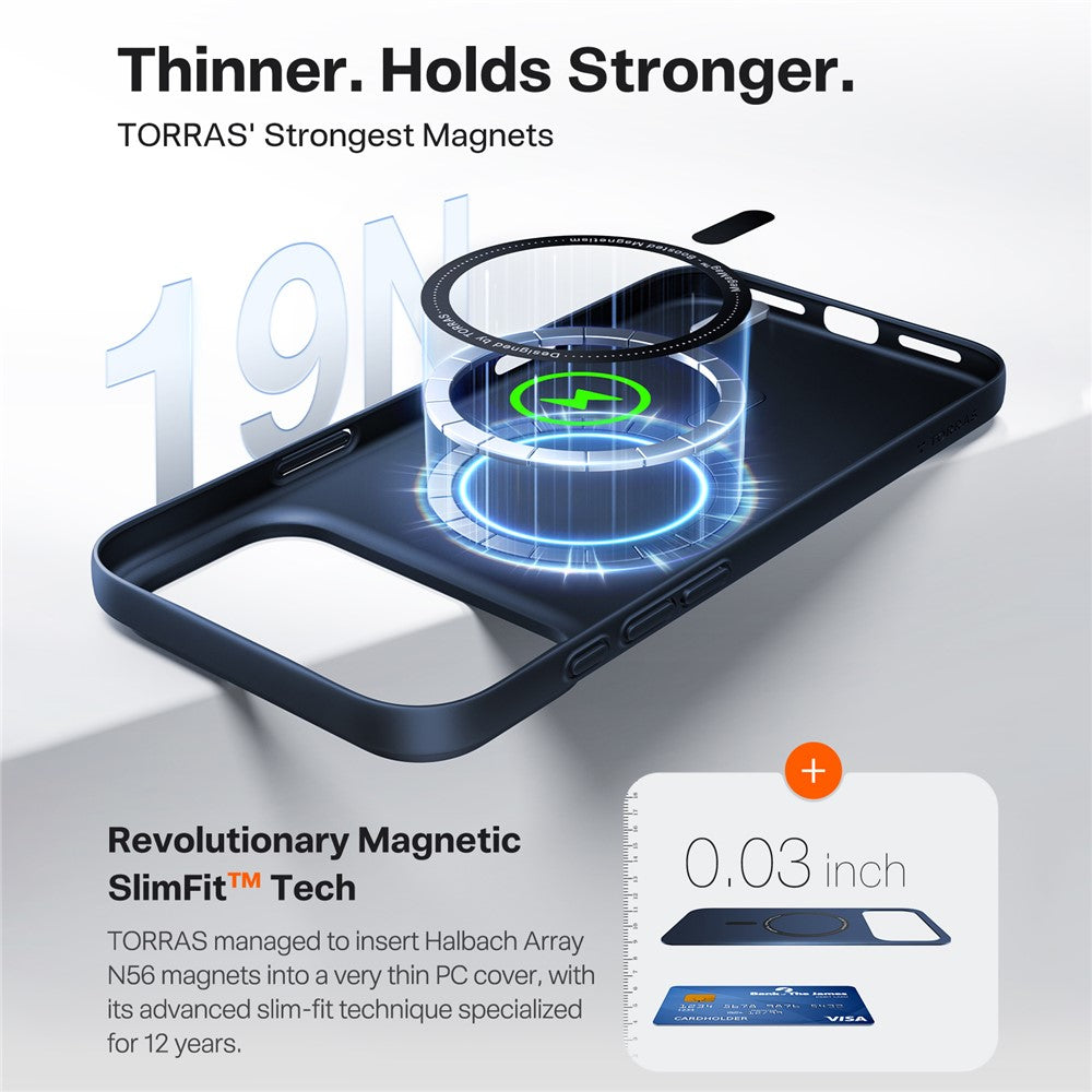 Калъф MagSafe за Apple iPhone 17 Pro, Torras, SlimFit, Тъмносин