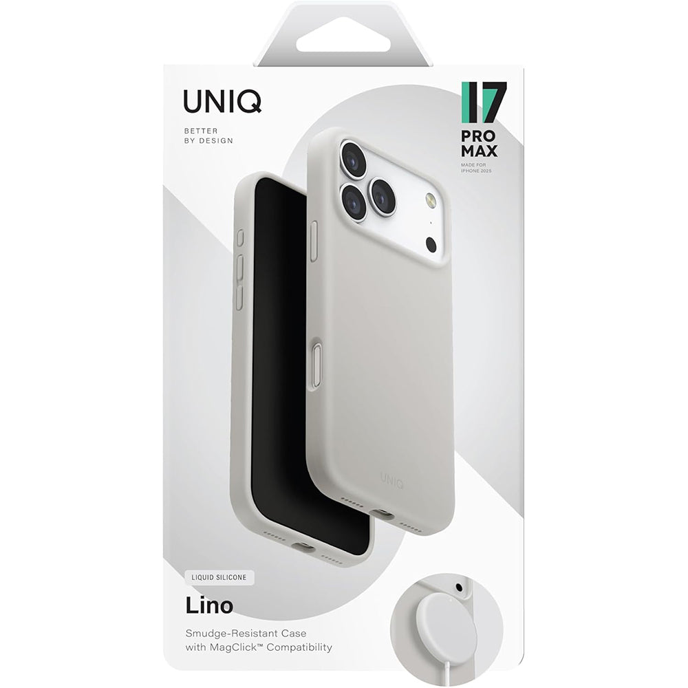 Калъф MagSafe за Apple iPhone 17 Pro, UNIQ, Lino MagClick, Сив
