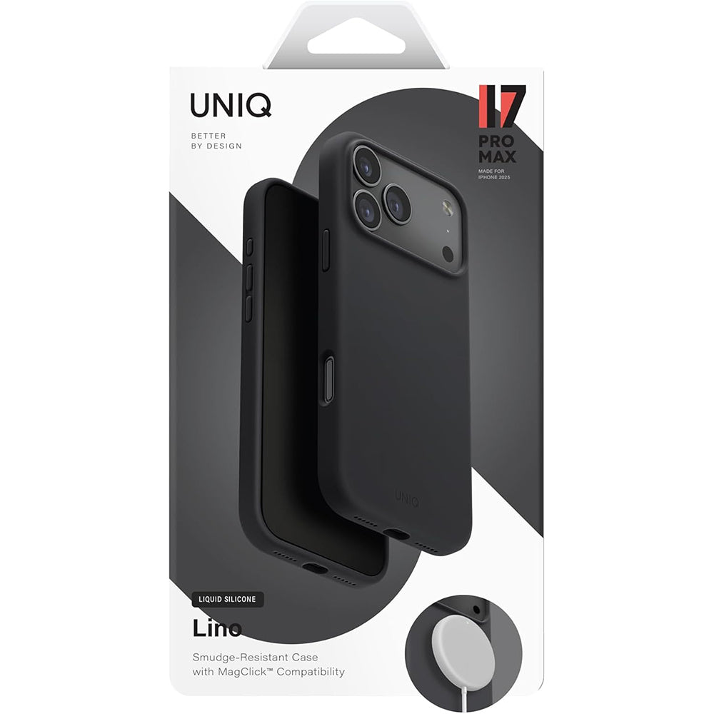Калъф MagSafe за Apple iPhone 17 Pro, UNIQ, Lino MagClick, Черен