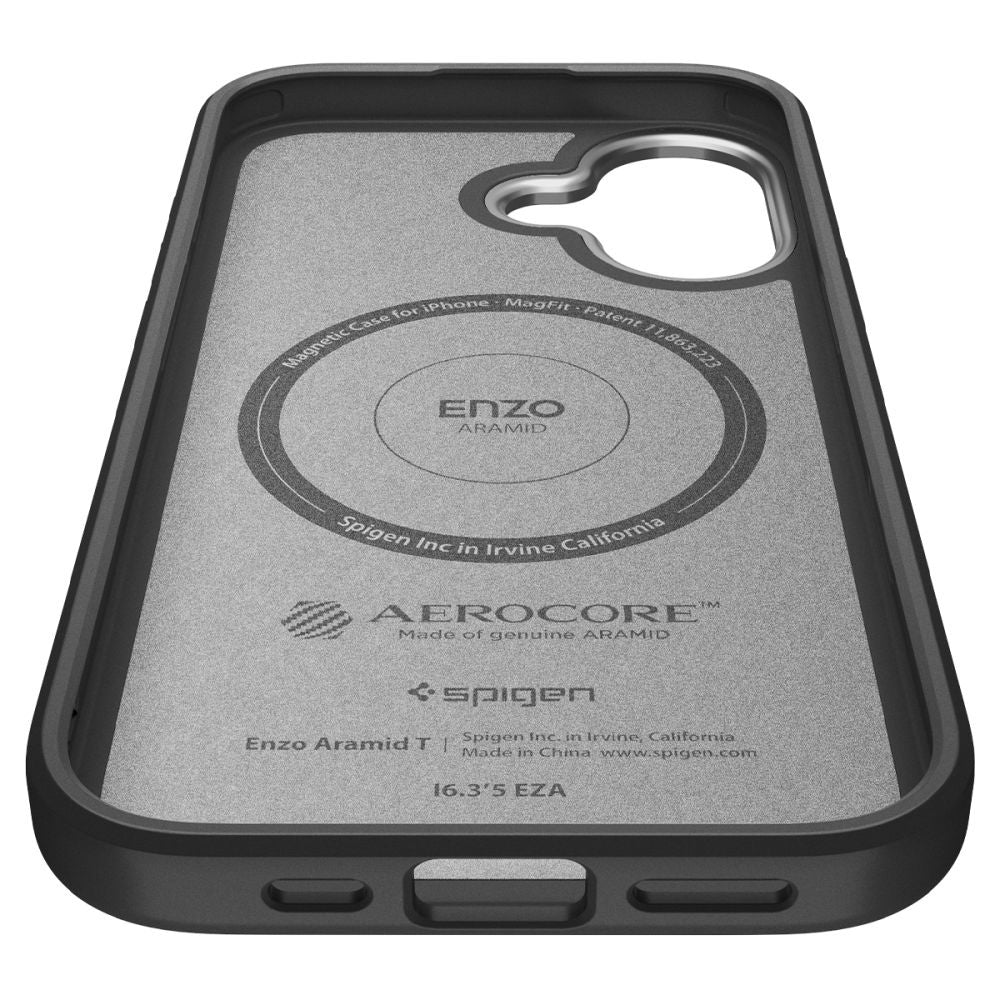 Калъф MagSafe за Apple iPhone 17, Spigen, Enzo Aramid T, Черно Сребрист ACS09989