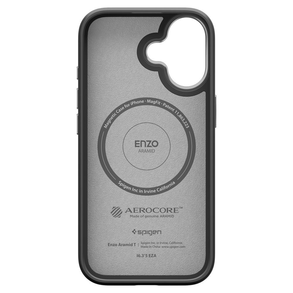 Калъф MagSafe за Apple iPhone 17, Spigen, Enzo Aramid T, Черно Сребрист ACS09989