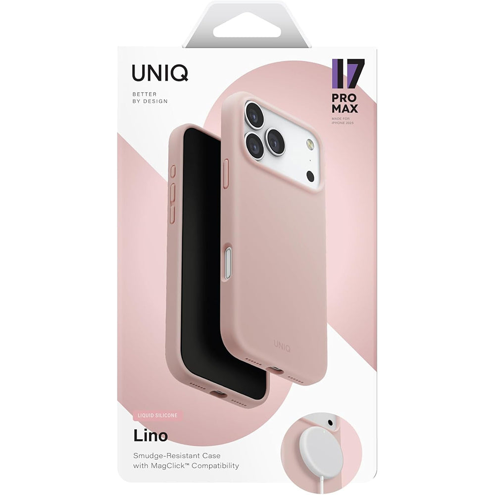 Калъф MagSafe за Apple iPhone 17, UNIQ, Lino MagClick, Розов