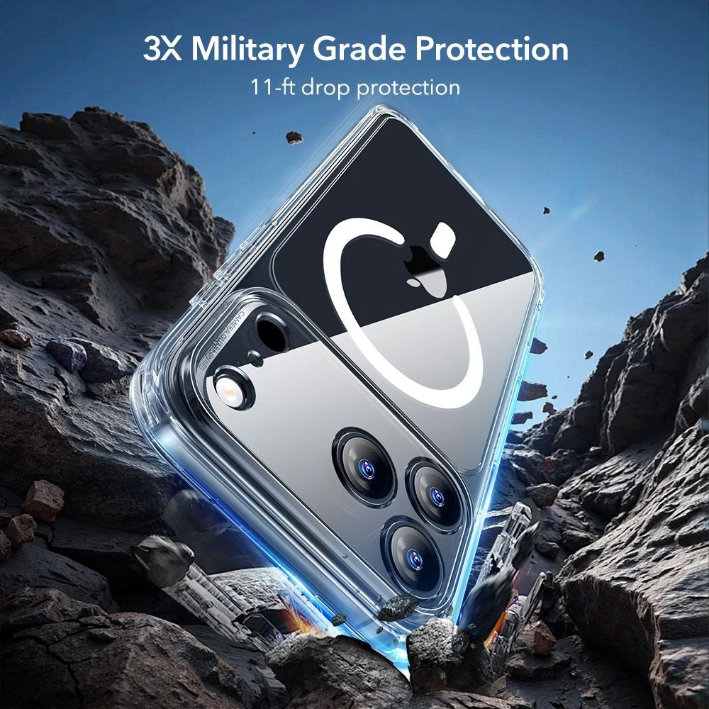 Калъф MagSafe за Apple iPhone 18 Pro / 17 Pro, ESR, Classic Hybrid с протектор за екран, Черен прозрачен