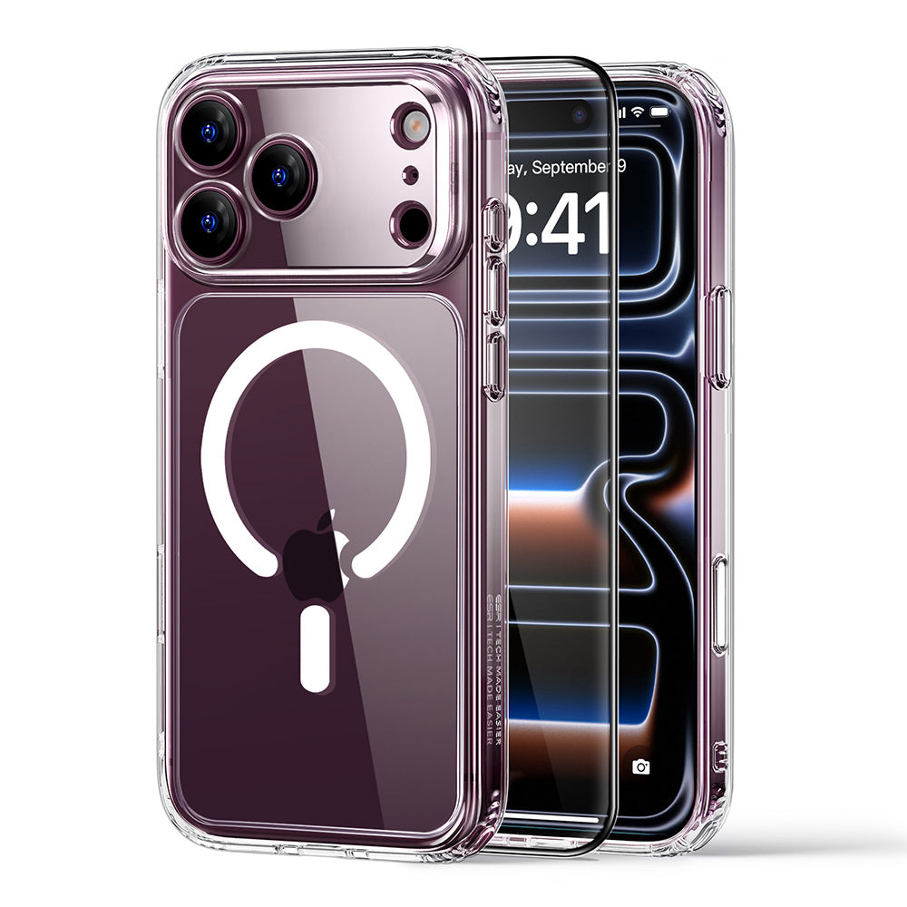 Калъф MagSafe за Apple iPhone 18 Pro / 17 Pro, ESR, Classic Hybrid с протектор за екран, прозрачен