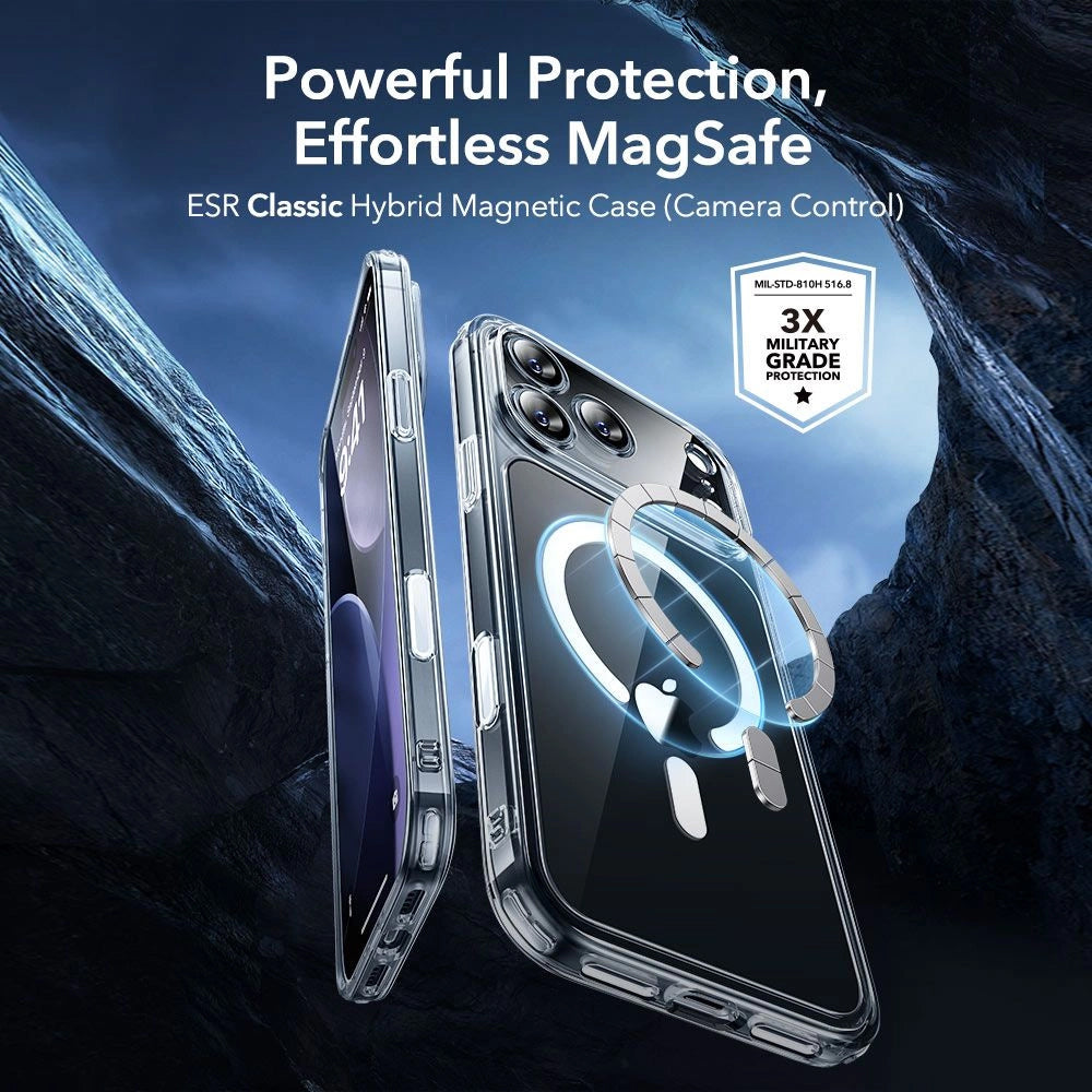 Калъф MagSafe за Apple iPhone 18 Pro / 17 Pro, ESR, Classic Hybrid с протектор за екран, прозрачен