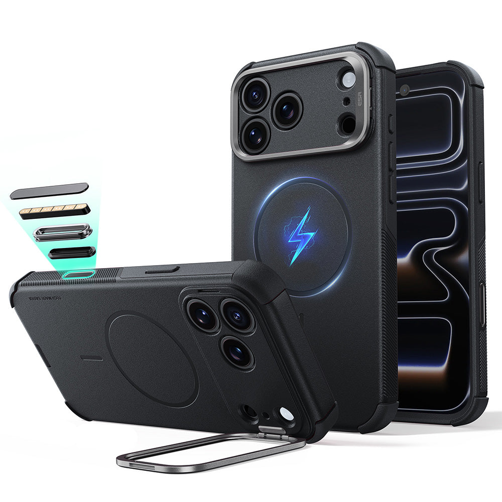 Калъф MagSafe за Apple iPhone 18 Pro / 17 Pro, ESR, Cyber Armor Kickstand, Черен