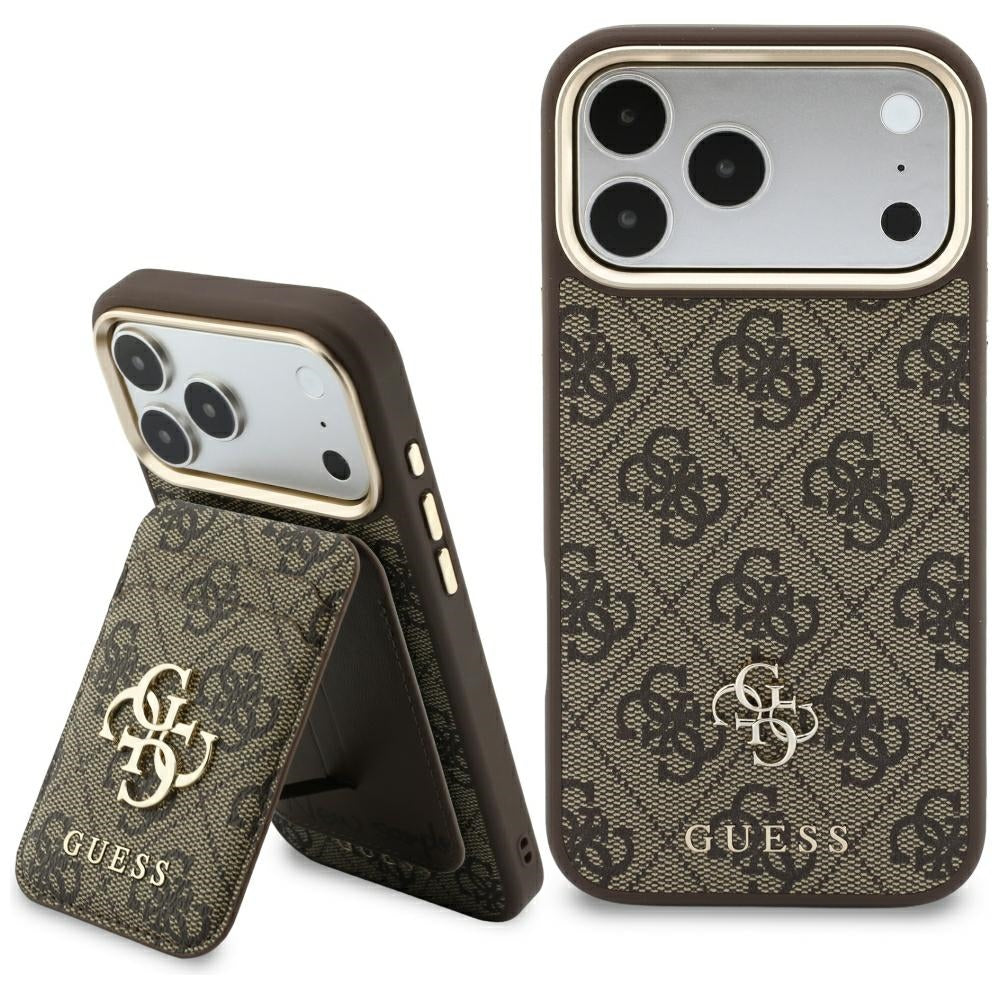 Калъф MagSafe за Apple iPhone 18 Pro / 17 Pro, Guess, 4G Cardslot, кафяво