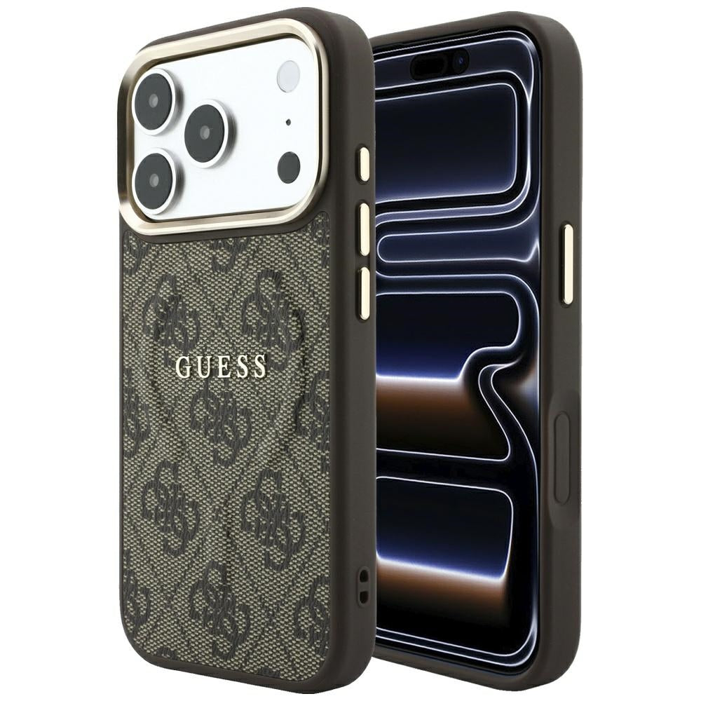Калъф MagSafe за Apple iPhone 18 Pro / 17 Pro, Guess, 4G Embossed Classic, Кафяв