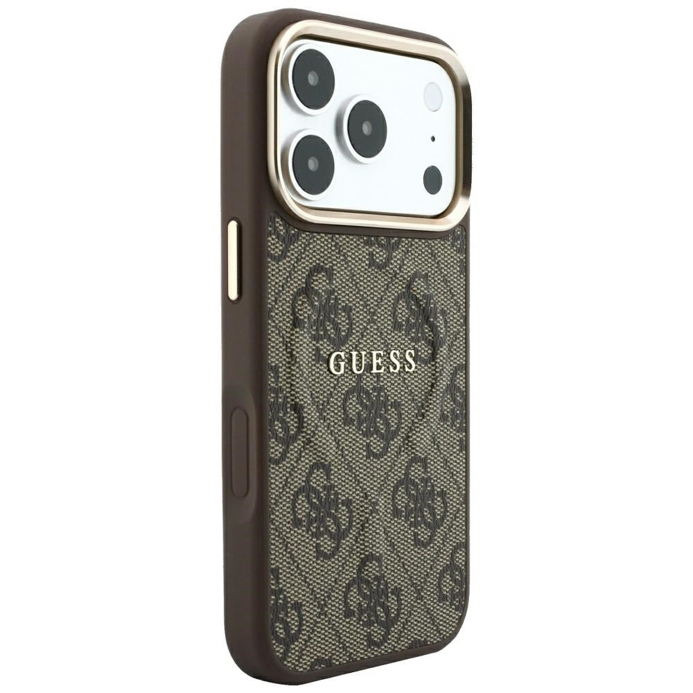 Калъф MagSafe за Apple iPhone 18 Pro / 17 Pro, Guess, 4G Embossed Classic, Кафяв