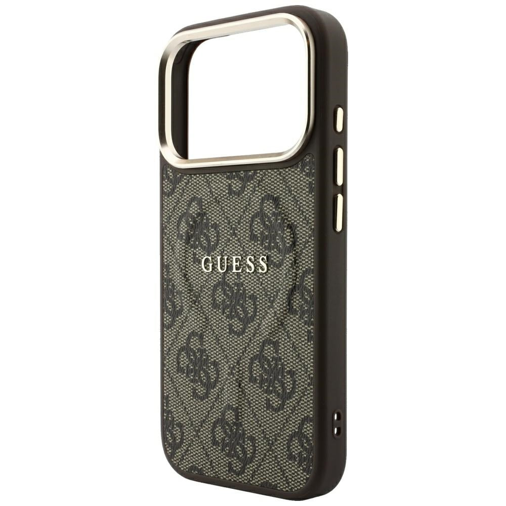 Калъф MagSafe за Apple iPhone 18 Pro / 17 Pro, Guess, 4G Embossed Classic, Кафяв