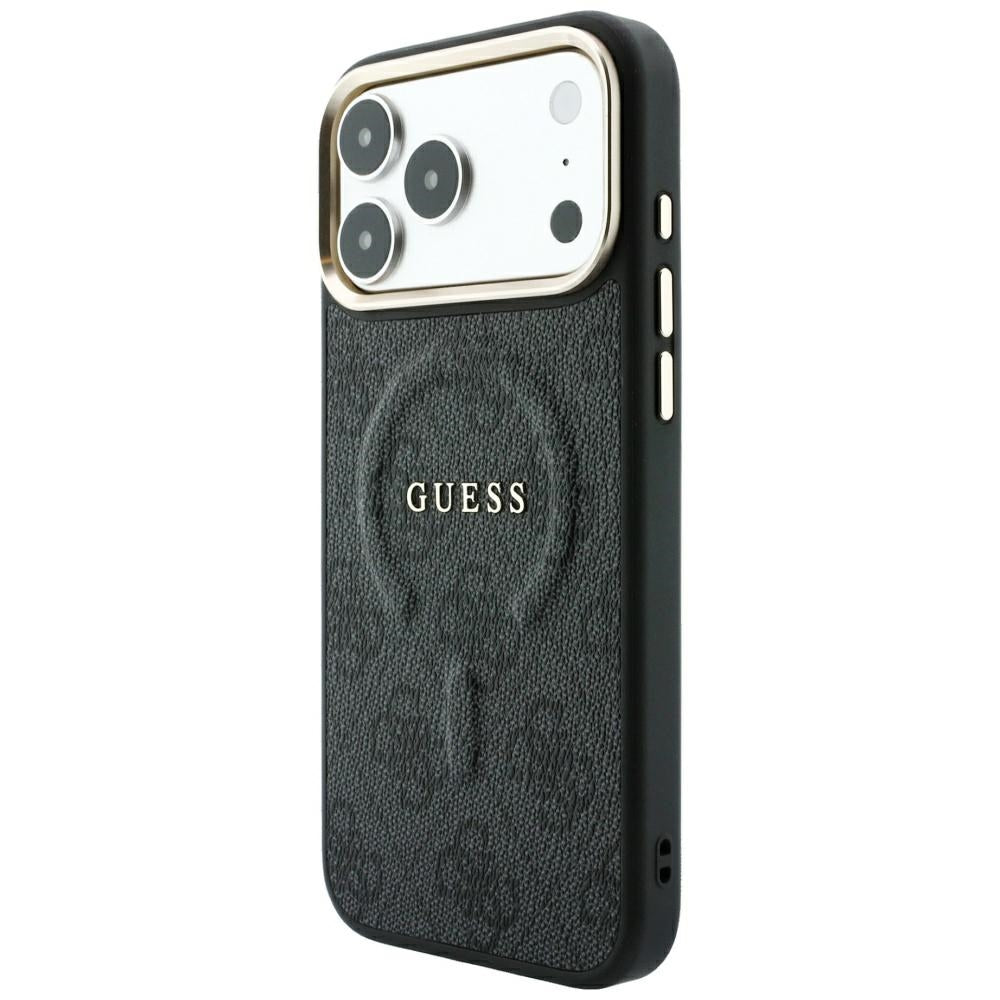 Калъф MagSafe за Apple iPhone 18 Pro / 17 Pro, Guess, 4G Embossed Classic, Черен