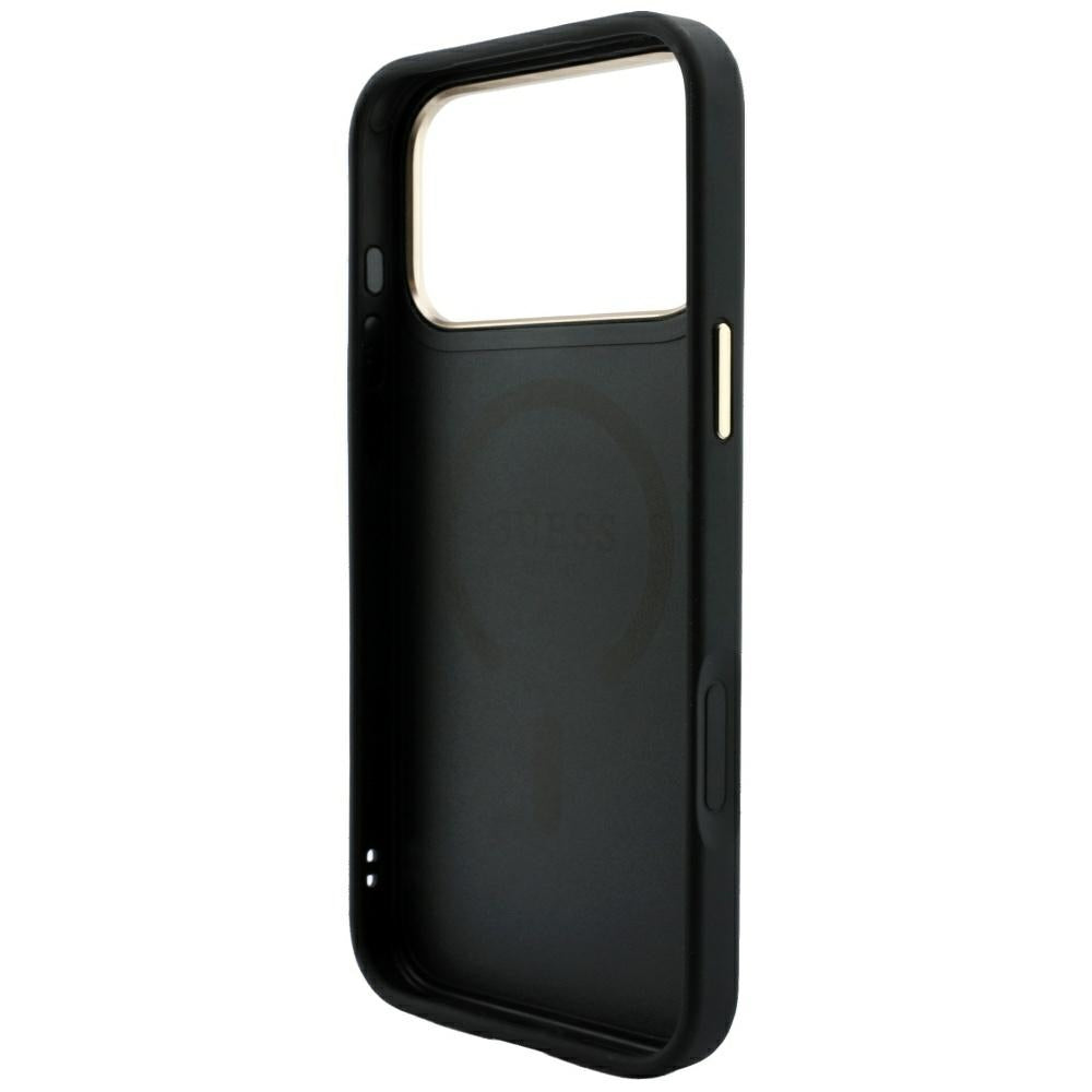Калъф MagSafe за Apple iPhone 18 Pro / 17 Pro, Guess, 4G Embossed Classic, Черен