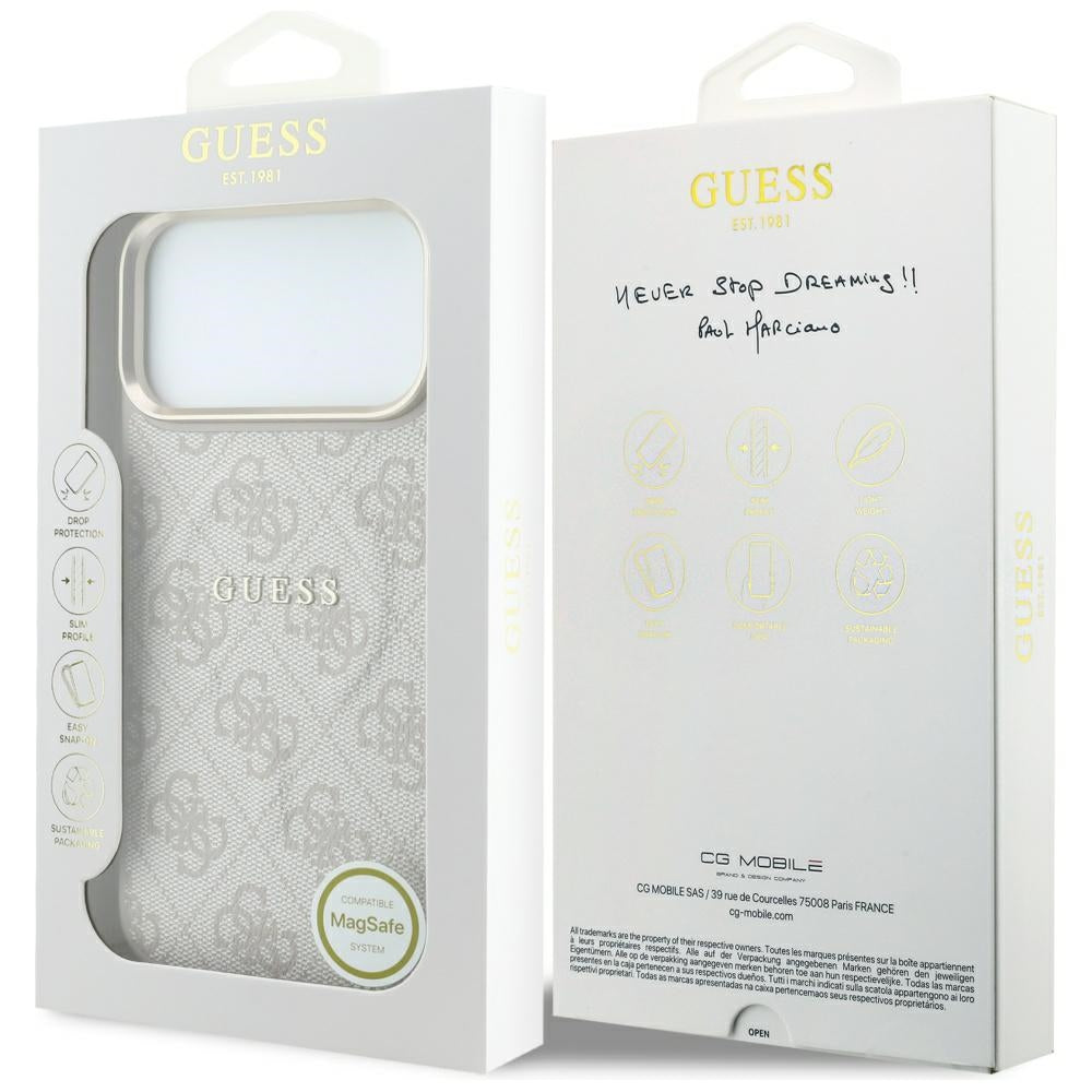 Калъф MagSafe за Apple iPhone 18 Pro / 17 Pro, Guess, 4G Embossed Classic, Розов