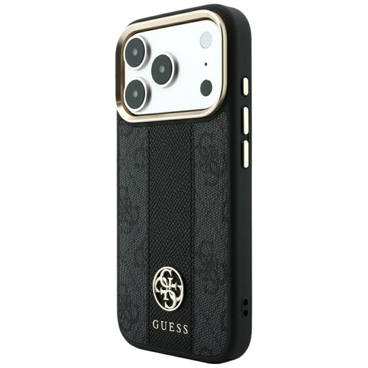 Калъф MagSafe за Apple iPhone 18 Pro / 17 Pro, Guess, 4G Stripe Round Classic Logo, Черен