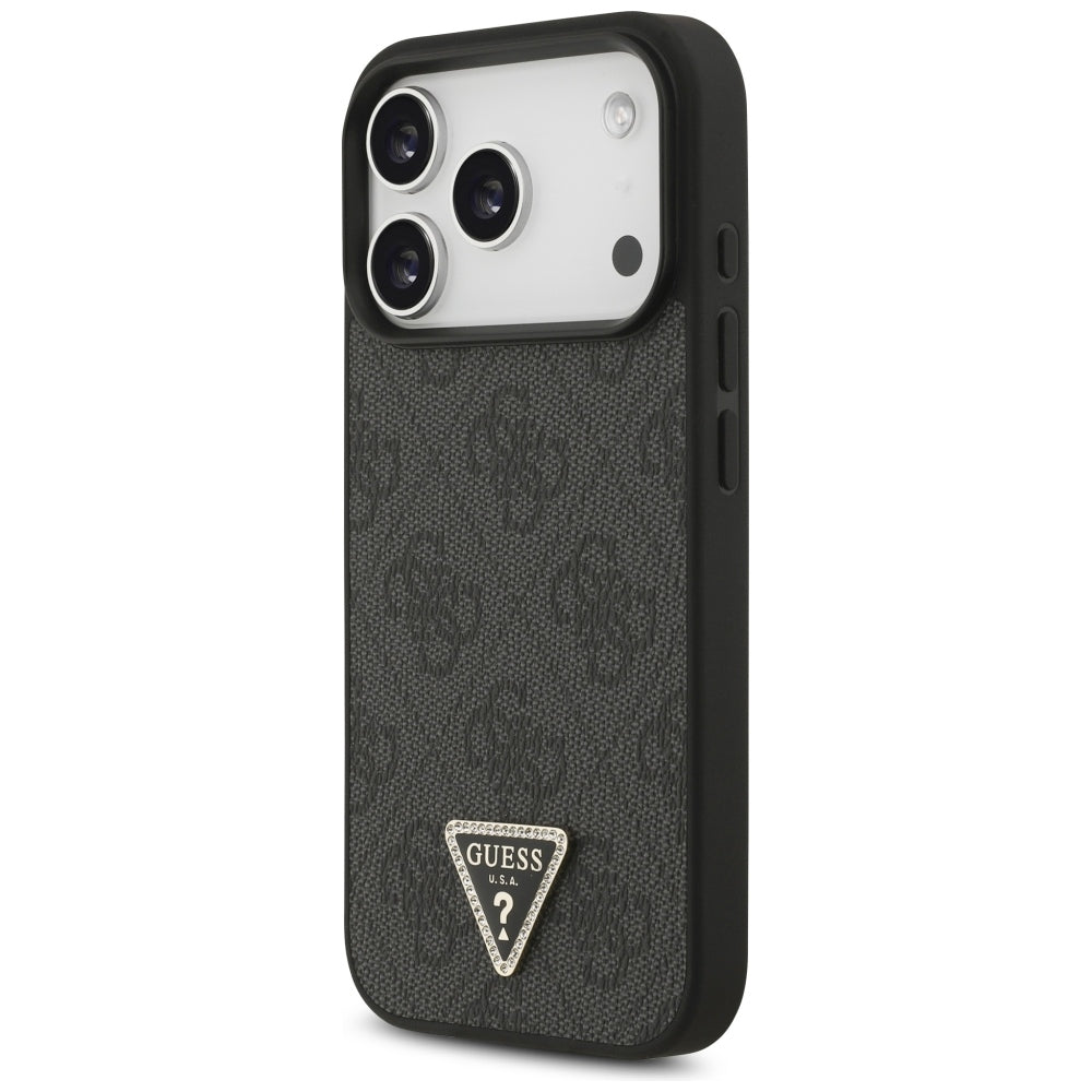 Калъф MagSafe за Apple iPhone 18 Pro / 17 Pro, Guess, 4G Triangle Strass, Черен