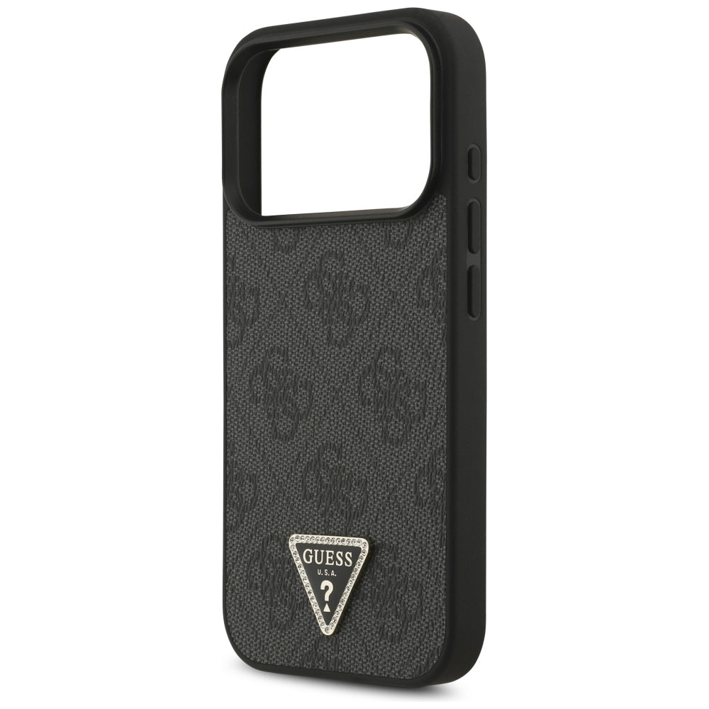 Калъф MagSafe за Apple iPhone 18 Pro / 17 Pro, Guess, 4G Triangle Strass, Черен