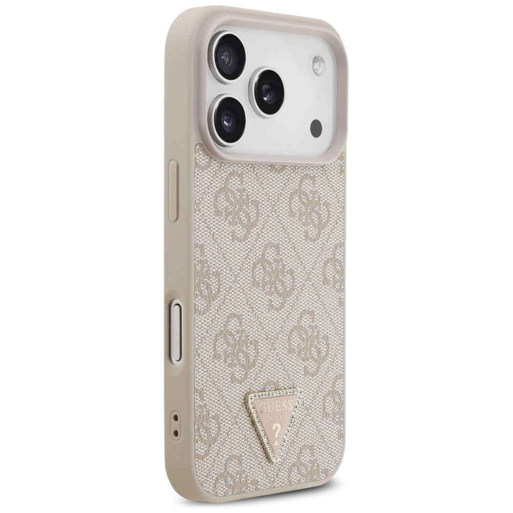 Калъф MagSafe за Apple iPhone 18 Pro / 17 Pro, Guess, 4G Triangle Strass, Розов
