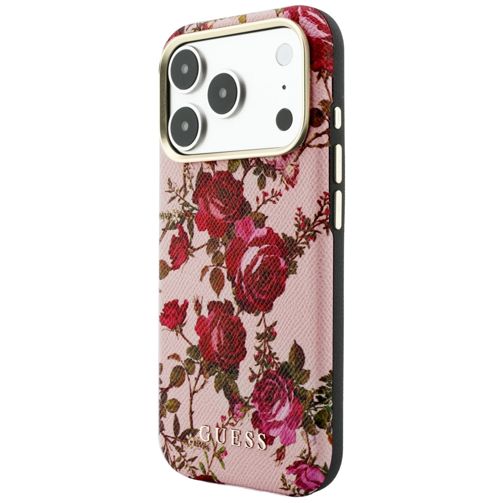 Калъф MagSafe за Apple iPhone 18 Pro / 17 Pro, Guess, Blossom Roses Print, розов