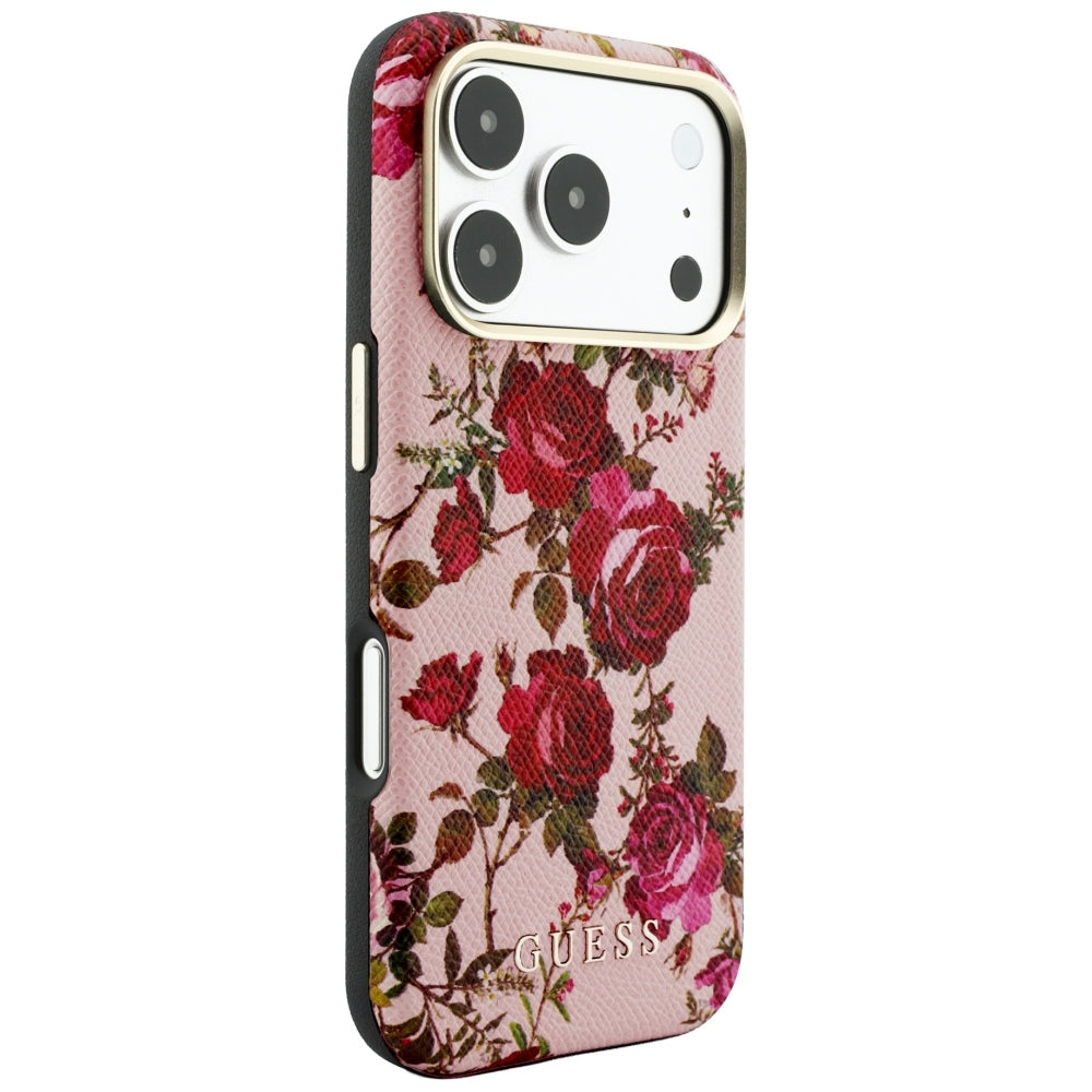 Калъф MagSafe за Apple iPhone 18 Pro / 17 Pro, Guess, Blossom Roses Print, розов