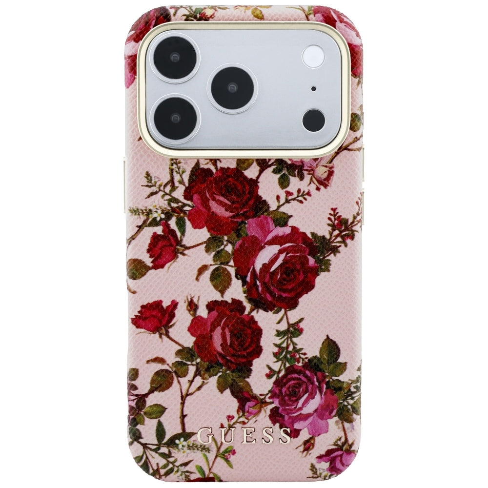 Калъф MagSafe за Apple iPhone 18 Pro / 17 Pro, Guess, Blossom Roses Print, розов