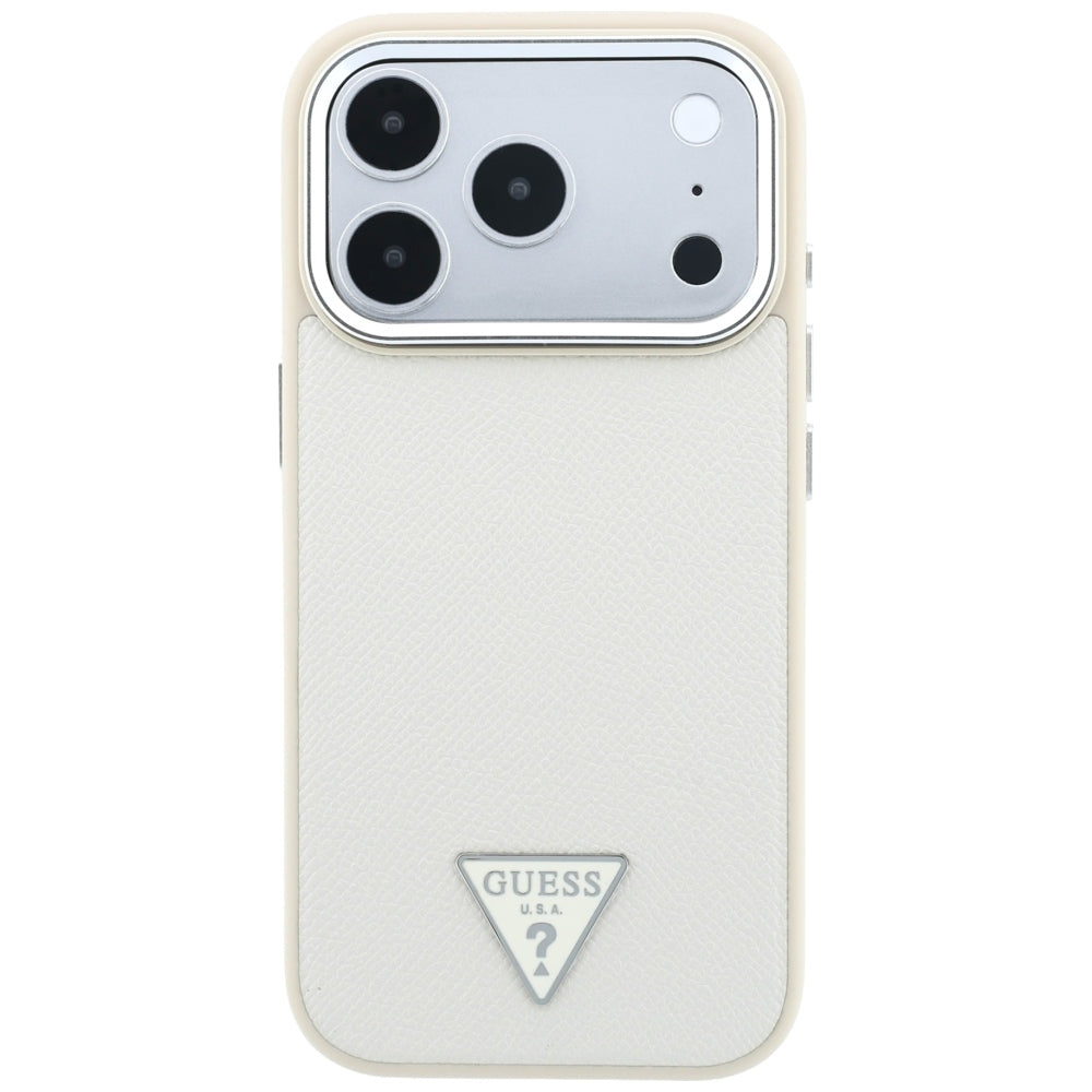 MagSafe Case for Apple iPhone 18 Pro / 17 Pro, Guess, Grained Triangle Logo, Beige