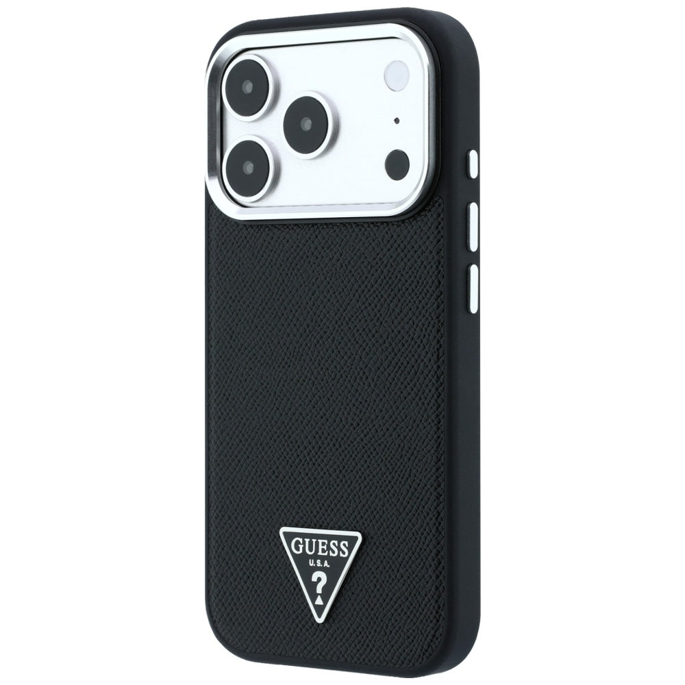 Калъф MagSafe за Apple iPhone 18 Pro / 17 Pro, Guess, Grained Triangle Logo, Черен