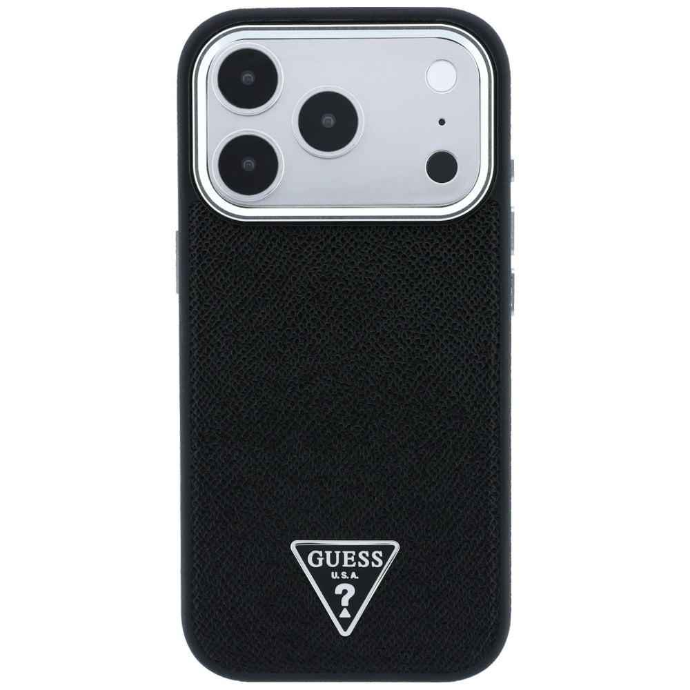 Калъф MagSafe за Apple iPhone 18 Pro / 17 Pro, Guess, Grained Triangle Logo, Черен