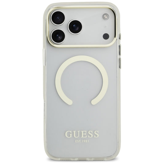 Калъф MagSafe за Apple iPhone 18 Pro / 17 Pro, Guess, Metal Outline, Златист
