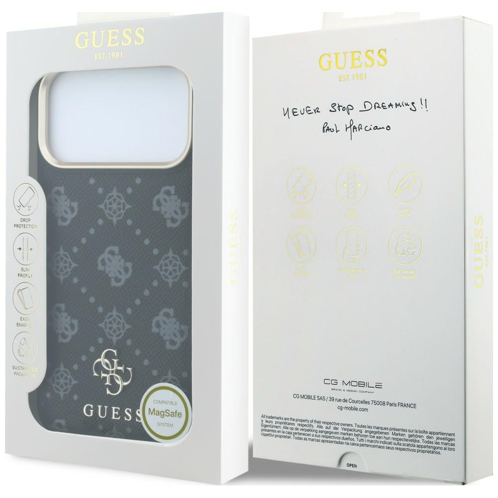 Калъф MagSafe за Apple iPhone 18 Pro / 17 Pro, Guess, Peony 4G Small Logo, Черен