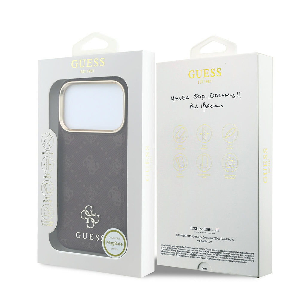 Калъф MagSafe за Apple iPhone 18 Pro / 17 Pro, Guess, Peony 4G Small Logo, Бордо