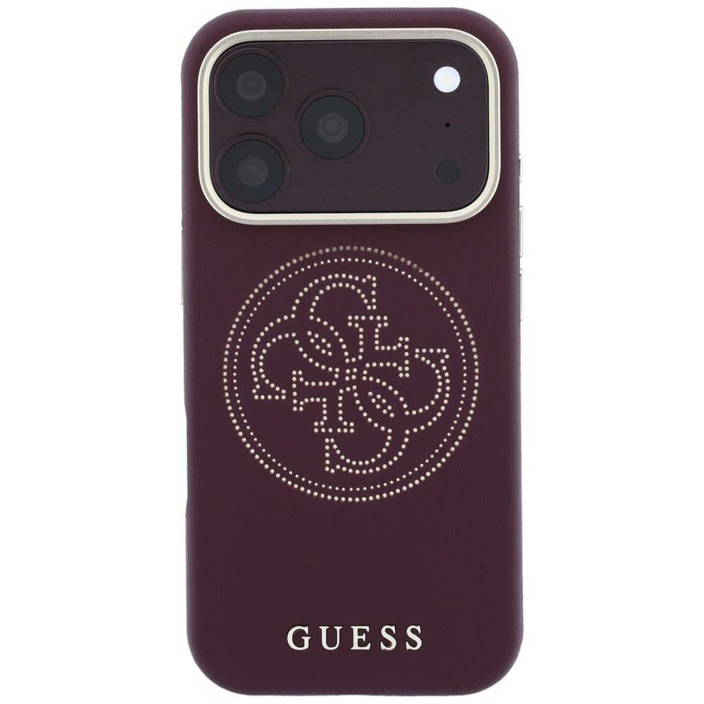 Калъф MagSafe за Apple iPhone 18 Pro / 17 Pro, Guess, Перфорирана 4G, Бордо