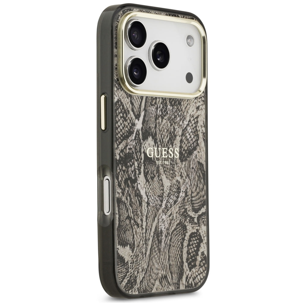 Калъф MagSafe за Apple iPhone 18 Pro / 17 Pro, Guess, Питонски мотив, Кафяв