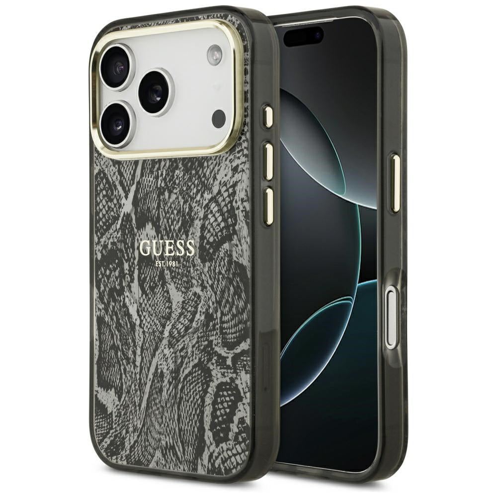 Калъф MagSafe за Apple iPhone 18 Pro / 17 Pro, Guess, модел Питон, Черен