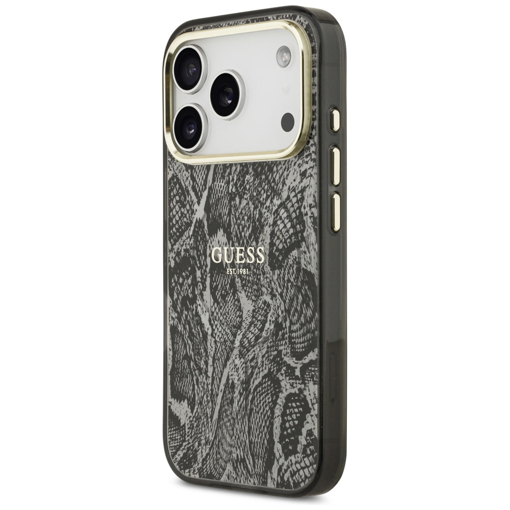 Калъф MagSafe за Apple iPhone 18 Pro / 17 Pro, Guess, модел Питон, Черен