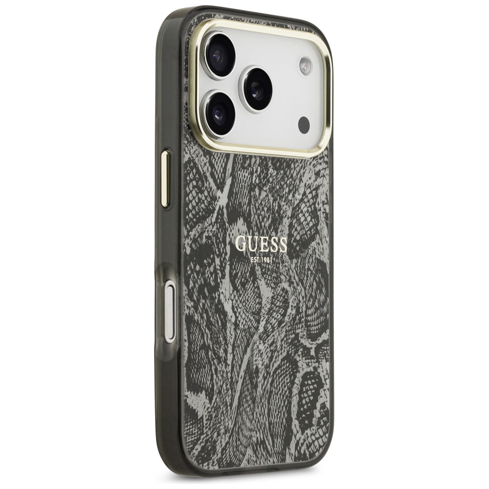 Калъф MagSafe за Apple iPhone 18 Pro / 17 Pro, Guess, модел Питон, Черен