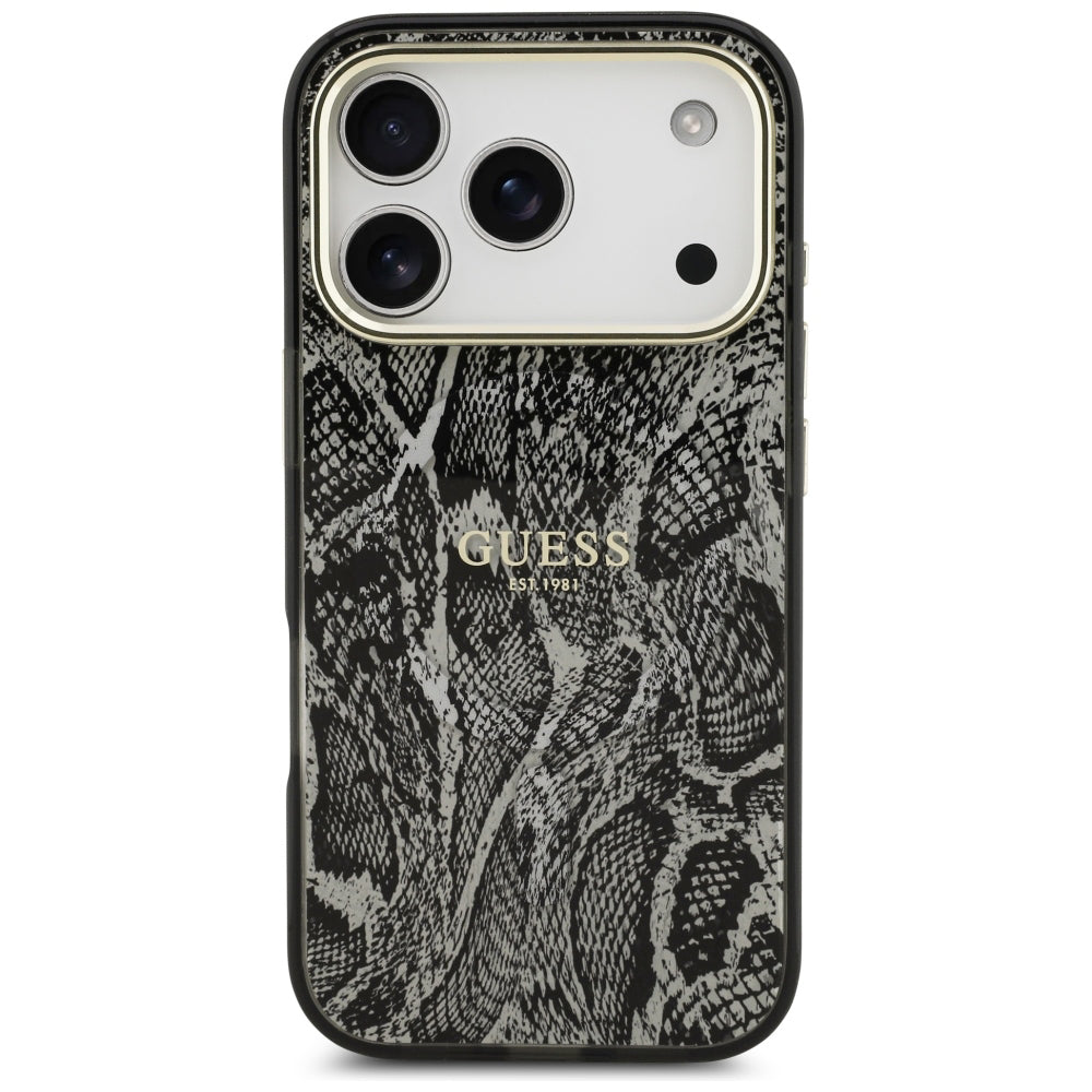 Калъф MagSafe за Apple iPhone 18 Pro / 17 Pro, Guess, модел Питон, Черен
