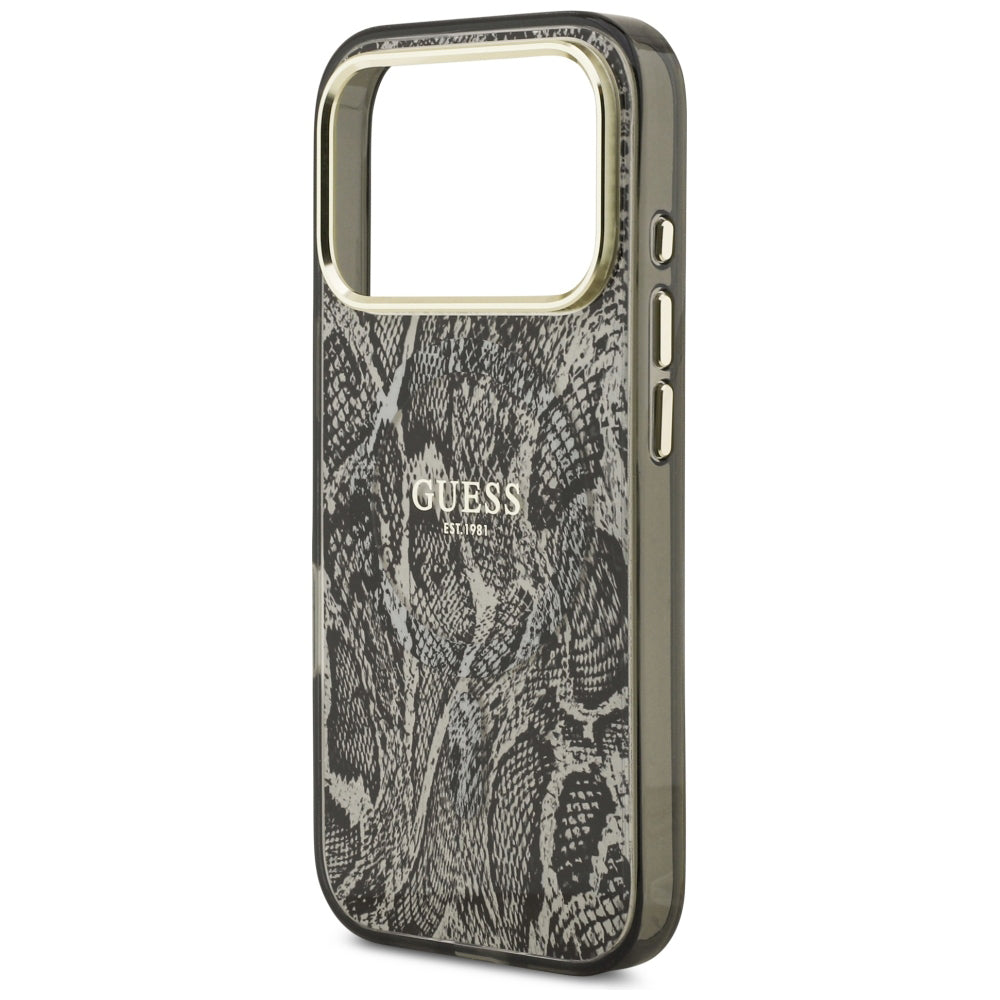 Калъф MagSafe за Apple iPhone 18 Pro / 17 Pro, Guess, модел Питон, Черен