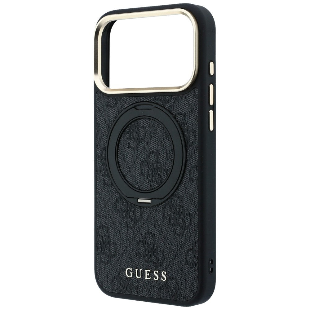 Калъф MagSafe за Apple iPhone 18 Pro / 17 Pro, Guess, Ring Stand Classic Logo, Черен