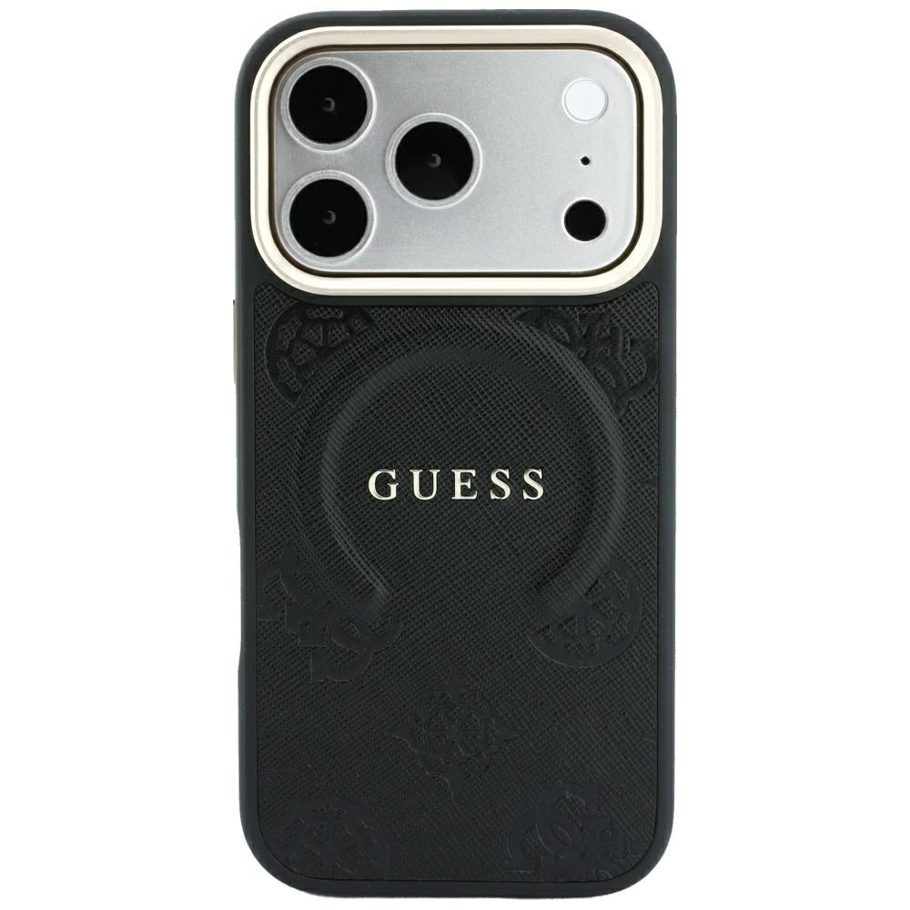 Калъф MagSafe за Apple iPhone 18 Pro / 17 Pro, Guess, Saffiano Peony Ring, Черен