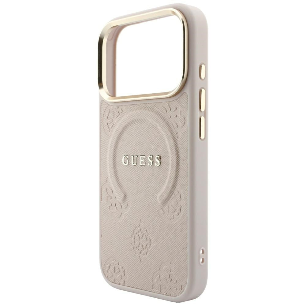 Калъф MagSafe за Apple iPhone 18 Pro / 17 Pro, Guess, Saffiano Peony Ring, Розов