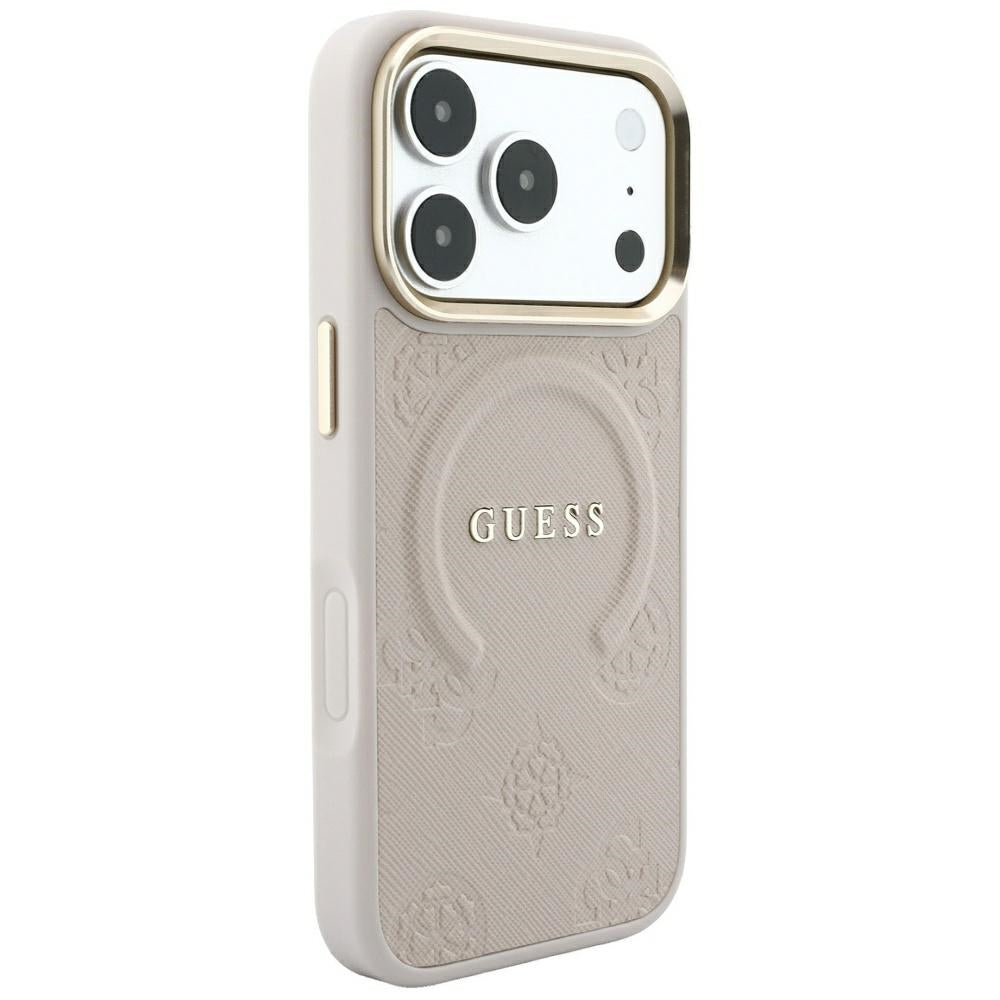 Калъф MagSafe за Apple iPhone 18 Pro / 17 Pro, Guess, Saffiano Peony Ring, Розов
