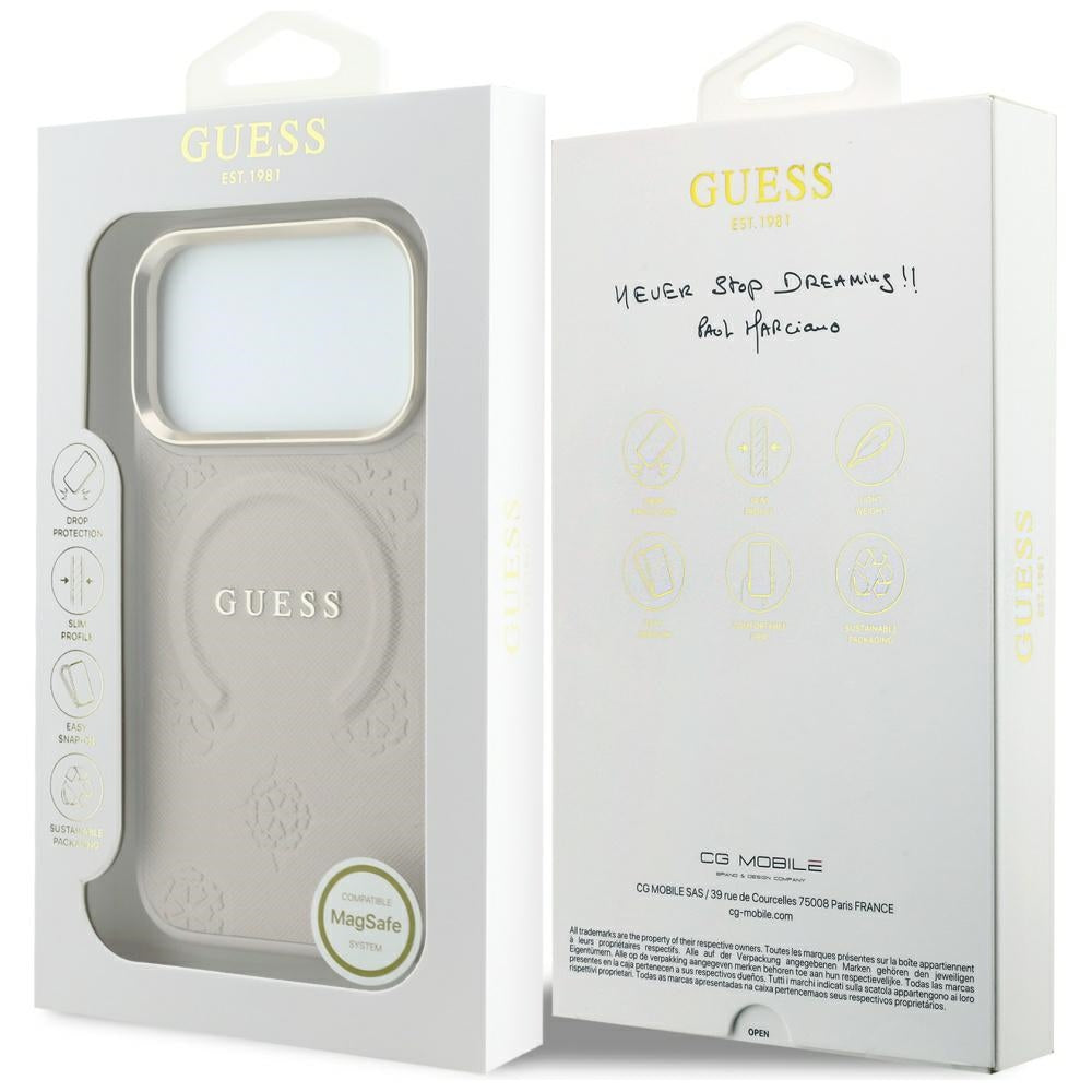 Калъф MagSafe за Apple iPhone 18 Pro / 17 Pro, Guess, Saffiano Peony Ring, Розов