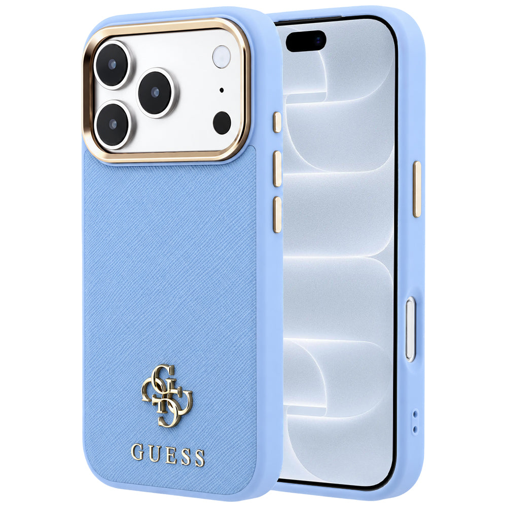 Калъф MagSafe за Apple iPhone 18 Pro / 17 Pro, Guess, Saffiano Small 4G Classic, Bleu