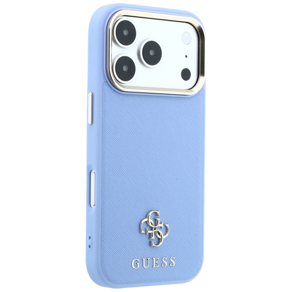 Калъф MagSafe за Apple iPhone 18 Pro / 17 Pro, Guess, Saffiano Small 4G Classic, Bleu