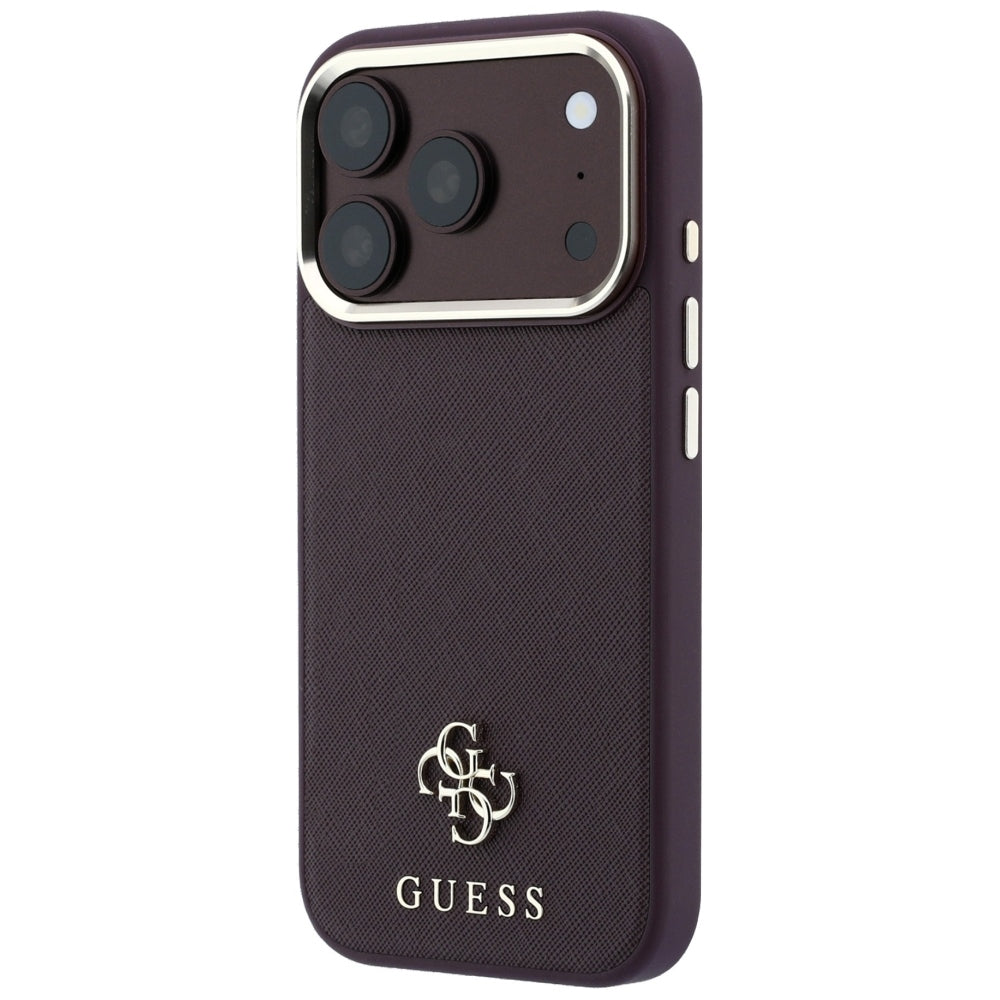 Калъф MagSafe за Apple iPhone 18 Pro / 17 Pro, Guess, Saffiano Small 4G Classic, Бордо