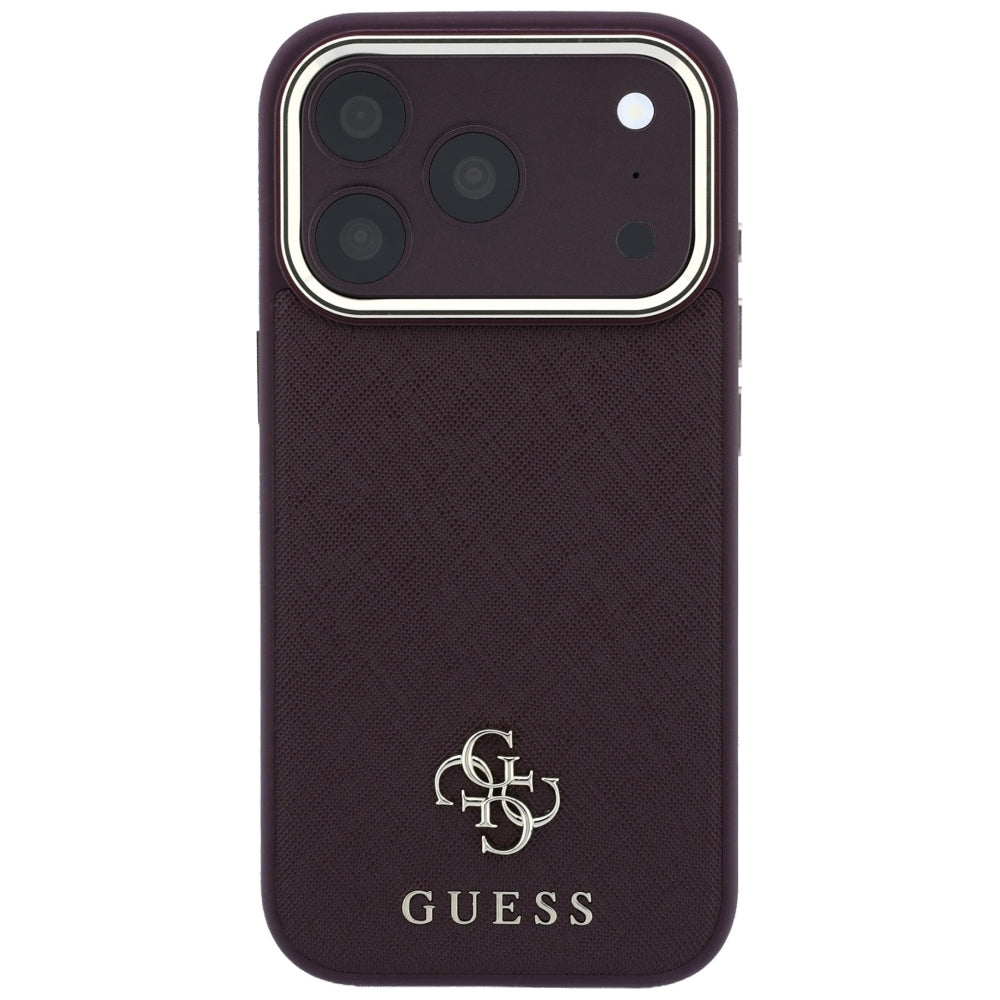 Калъф MagSafe за Apple iPhone 18 Pro / 17 Pro, Guess, Saffiano Small 4G Classic, Бордо