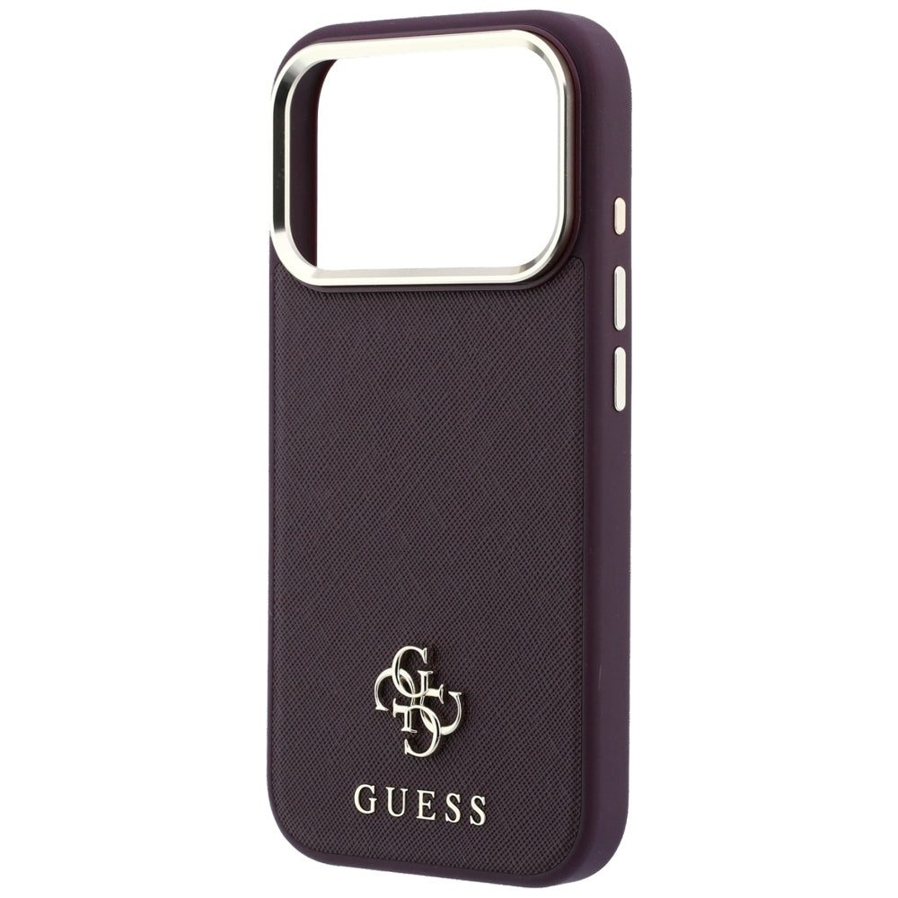 Калъф MagSafe за Apple iPhone 18 Pro / 17 Pro, Guess, Saffiano Small 4G Classic, Бордо