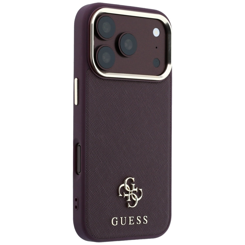 Калъф MagSafe за Apple iPhone 18 Pro / 17 Pro, Guess, Saffiano Small 4G Classic, Бордо