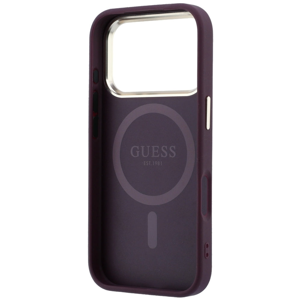 Калъф MagSafe за Apple iPhone 18 Pro / 17 Pro, Guess, Saffiano Small 4G Classic, Бордо