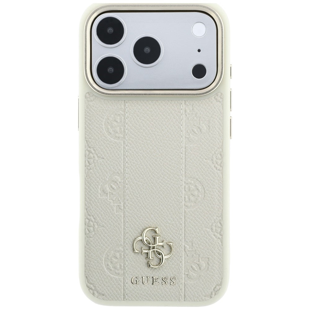 Калъф MagSafe за Apple iPhone 18 Pro / 17 Pro, Guess, Stripe Peony 4G, Бежов
